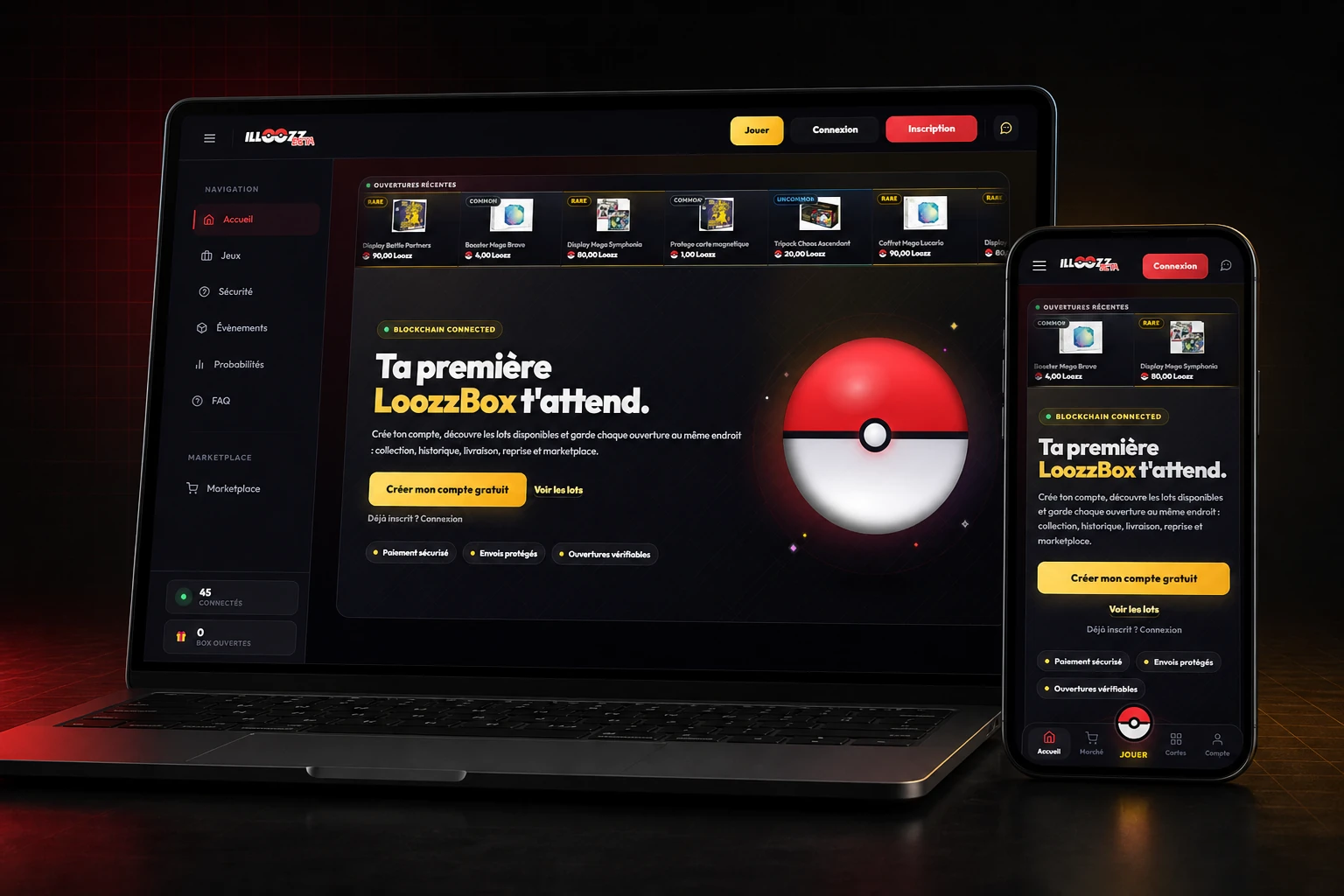 Desktop and mobile interfaces of the Illoozz concept on a laptop and smartphone