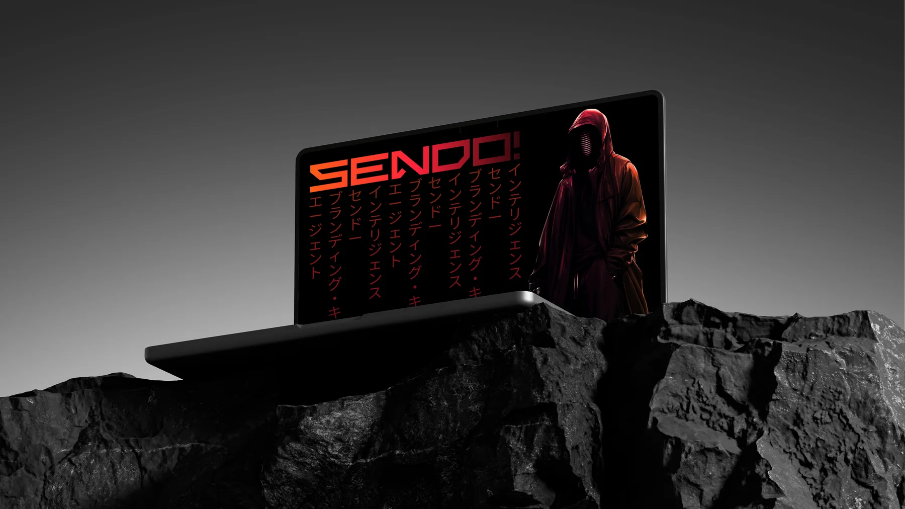 Sendo.Market identity applied to a laptop mockup