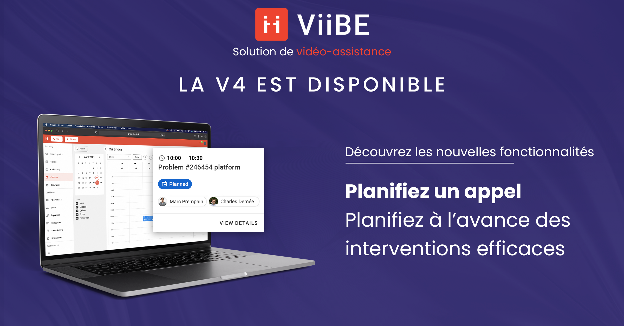 French ViiBE V4 banner about scheduling a call
